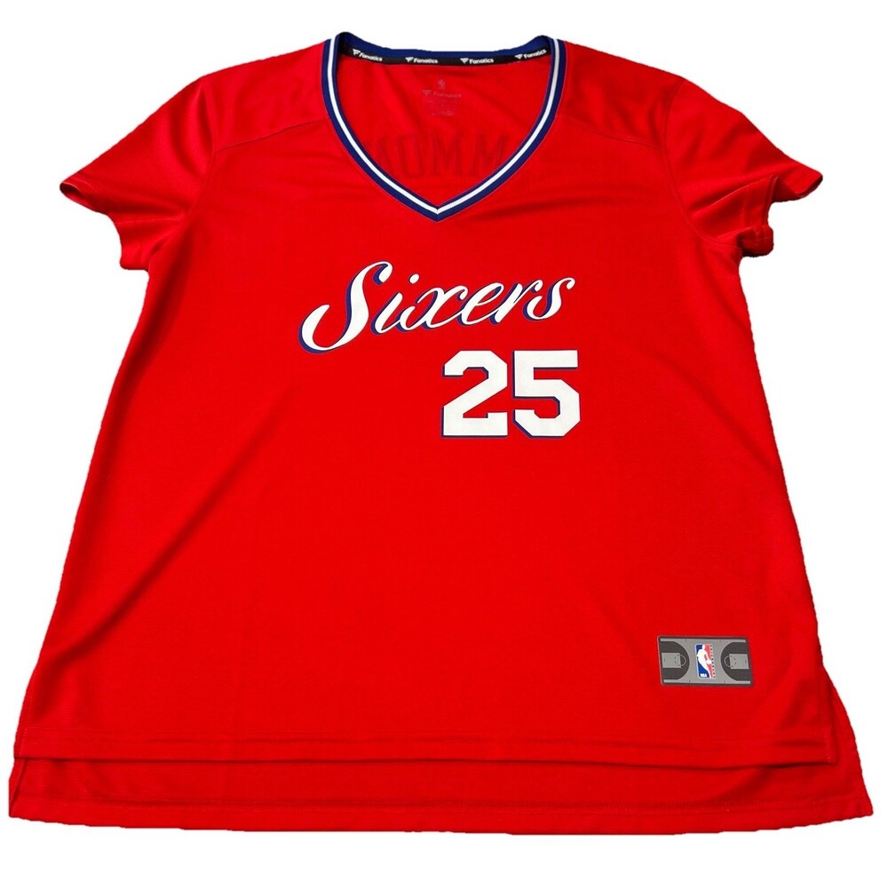 Fanatics Women's Large NBA Philadelphia 76ers Ben Simmons 25 Red Graphic T Shirt